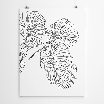 Artworld Wall Art Monstera Line Drawing Art 546