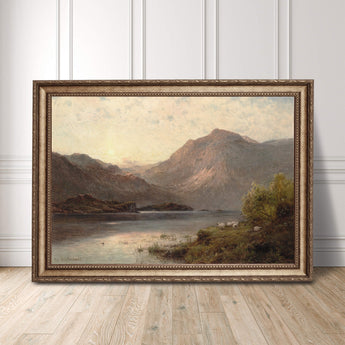 Artworld Wall Art Mountain lake landscape painting 563