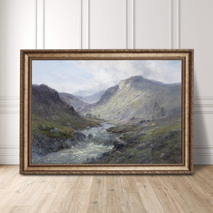 Mountain river oil painting print