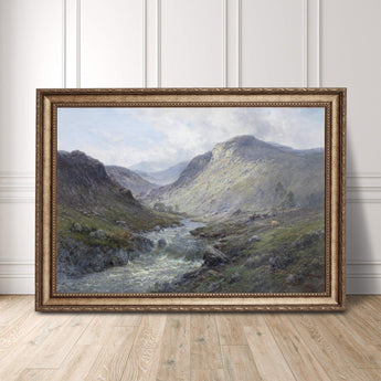 Artworld Wall Art Mountain river oil painting print 573