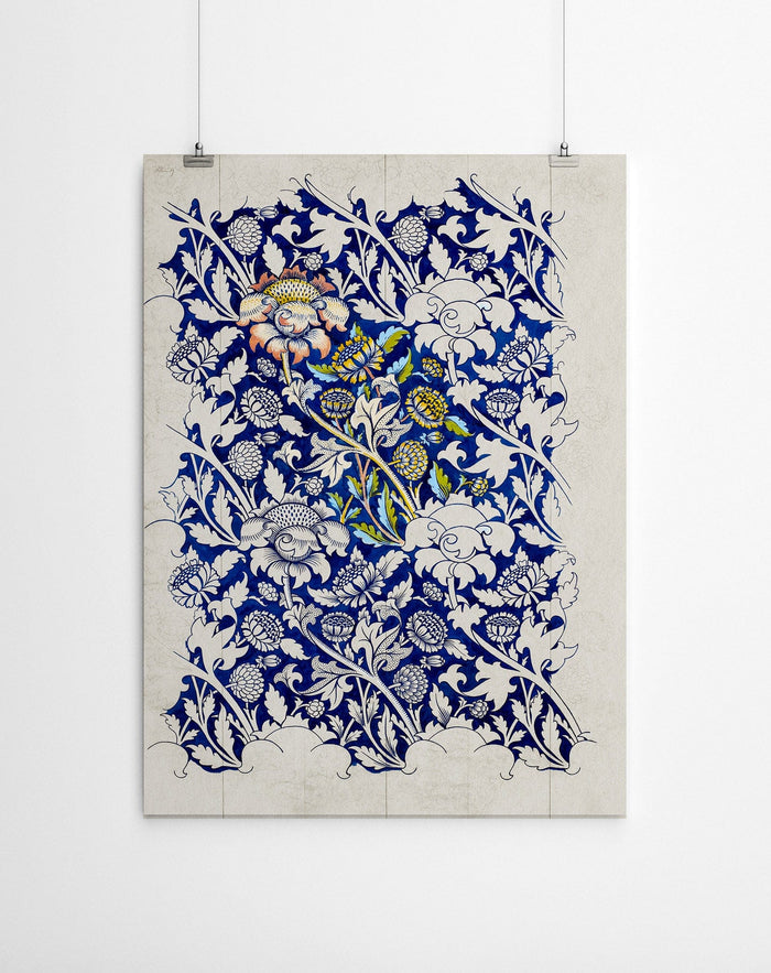 Navy Blue Flower Painting - William Morris
