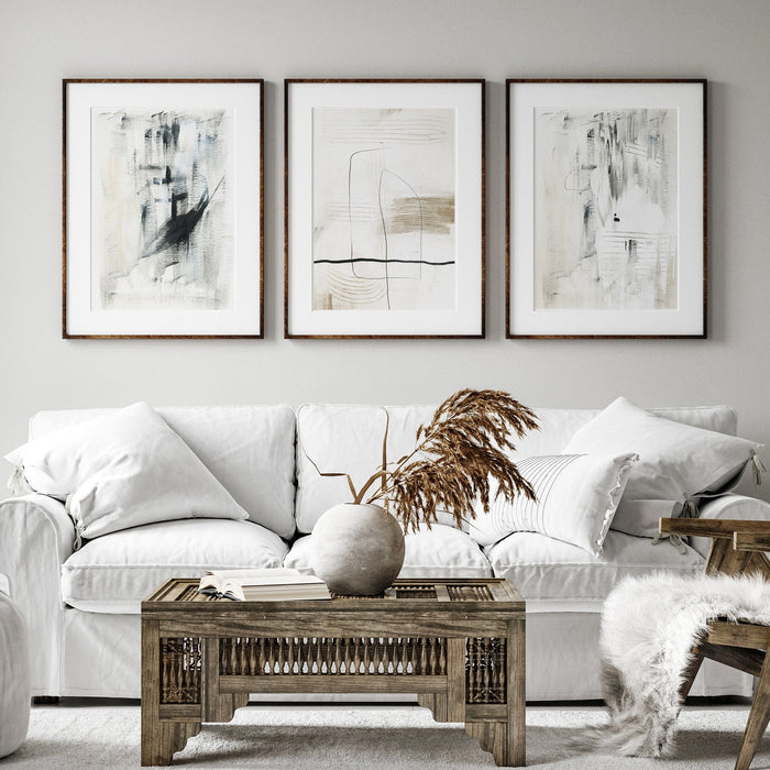 Neutral Abstract Painting Print Set