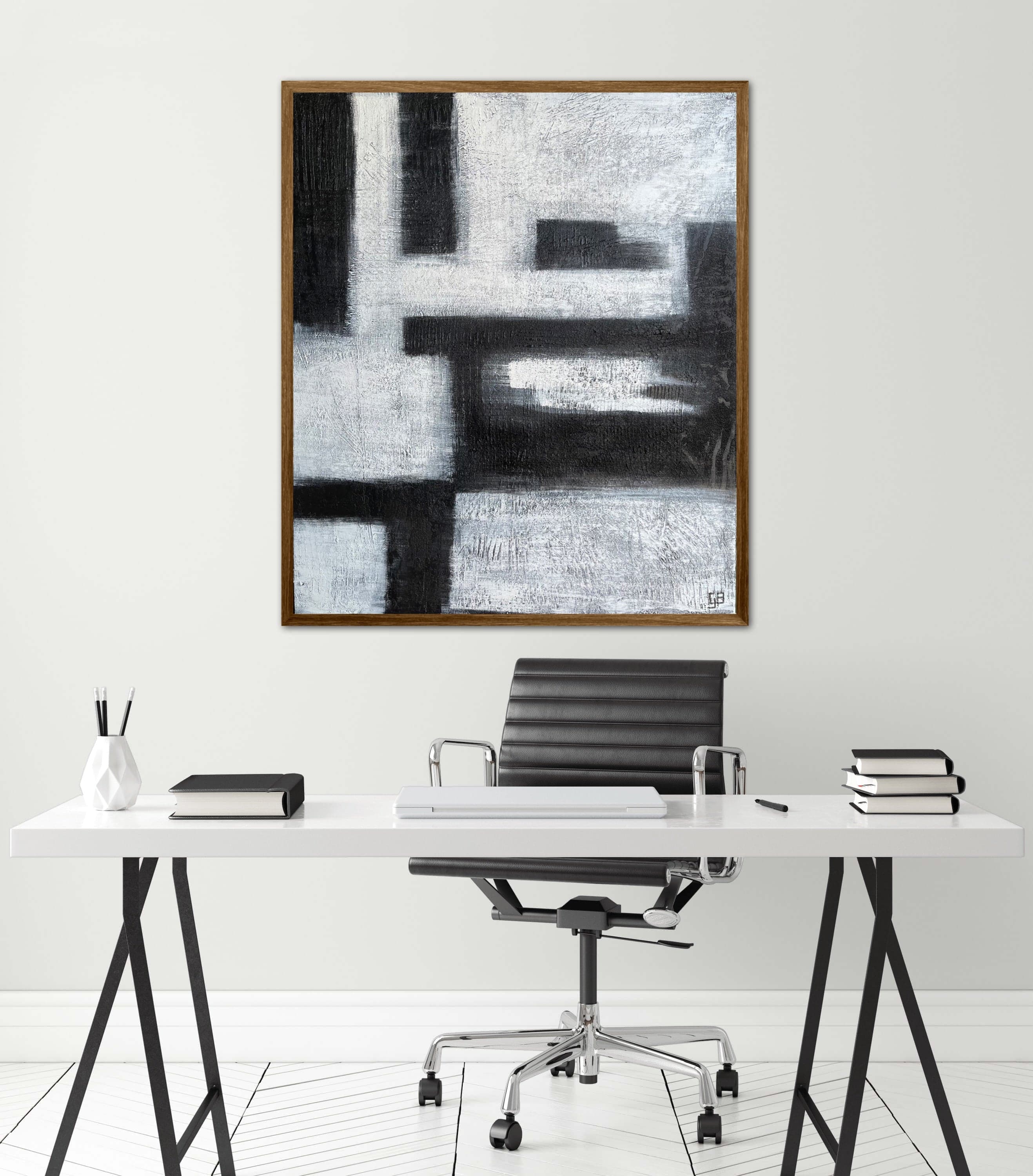 Artworld Wall Art Original Black and White Abstract Painting