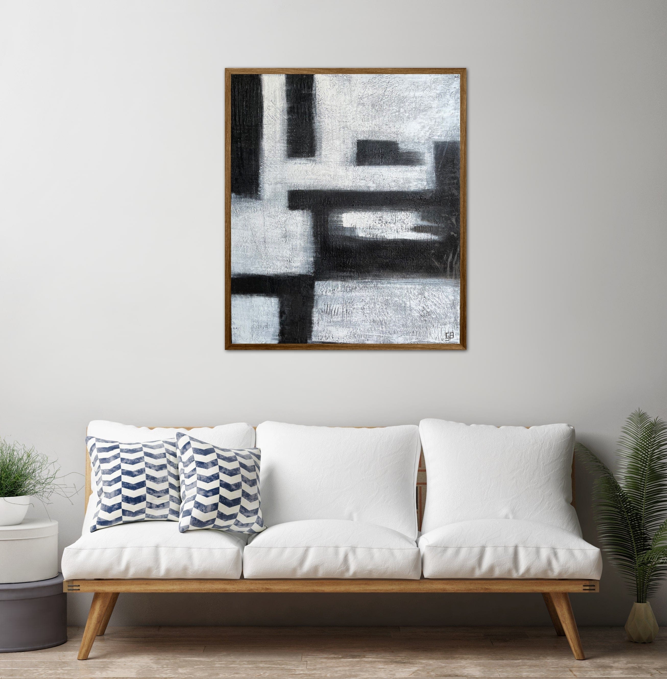 Artworld Wall Art Original Black and White Abstract Painting