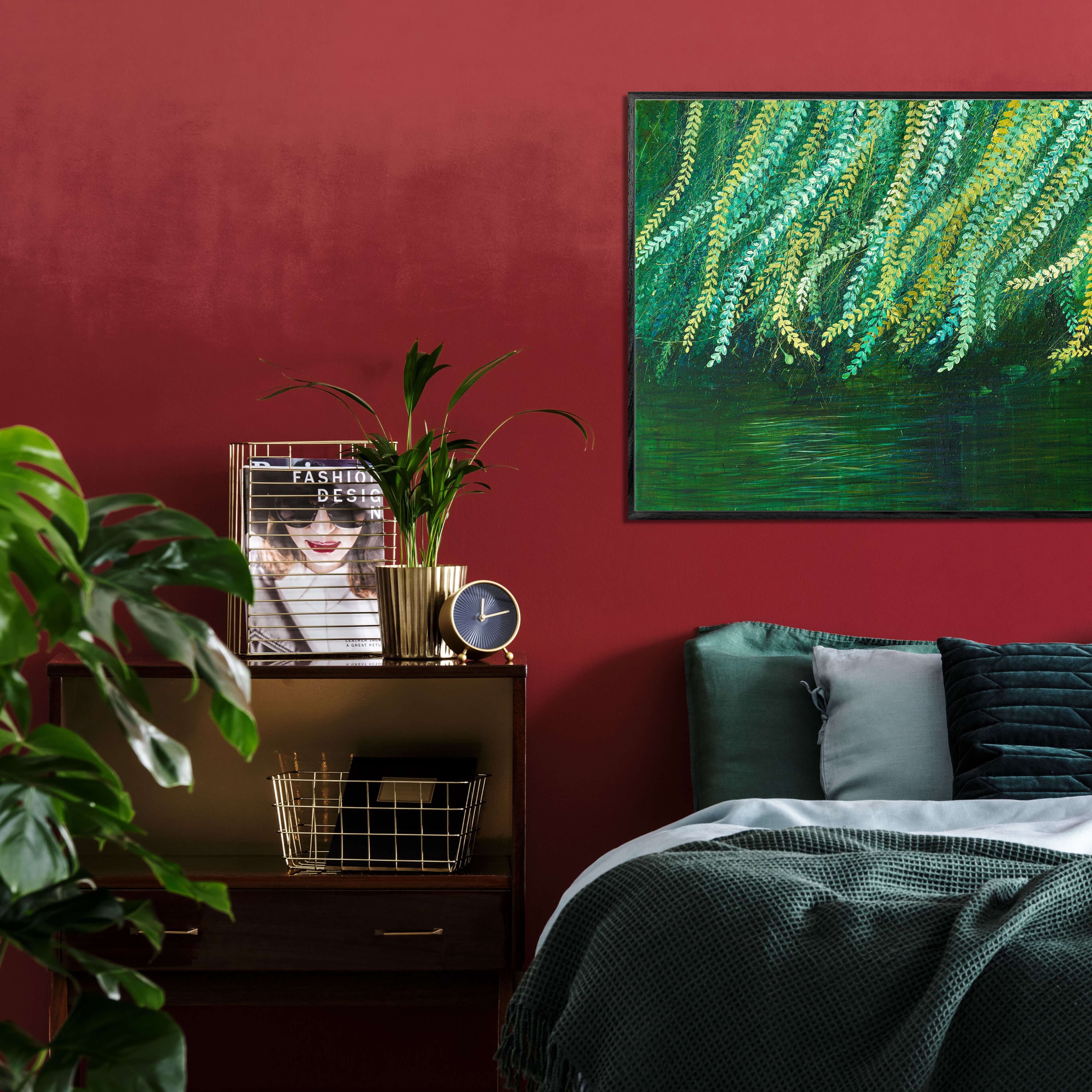 Artworld Wall Art Original Painting for Sale - Green Willow Tree Painting