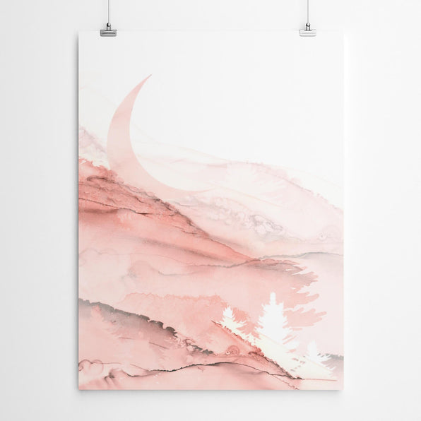 Artworld Wall Art Pink Abstract Ink Art Print 675