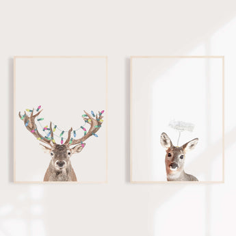 Artworld Wall Art Reindeer And Doe Christmas Wall Art Print 7