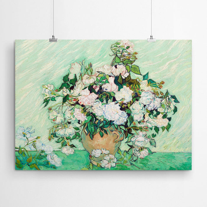 Roses in Green Vase - Vincent Van Gogh Ready to Hang Canvas Prints
