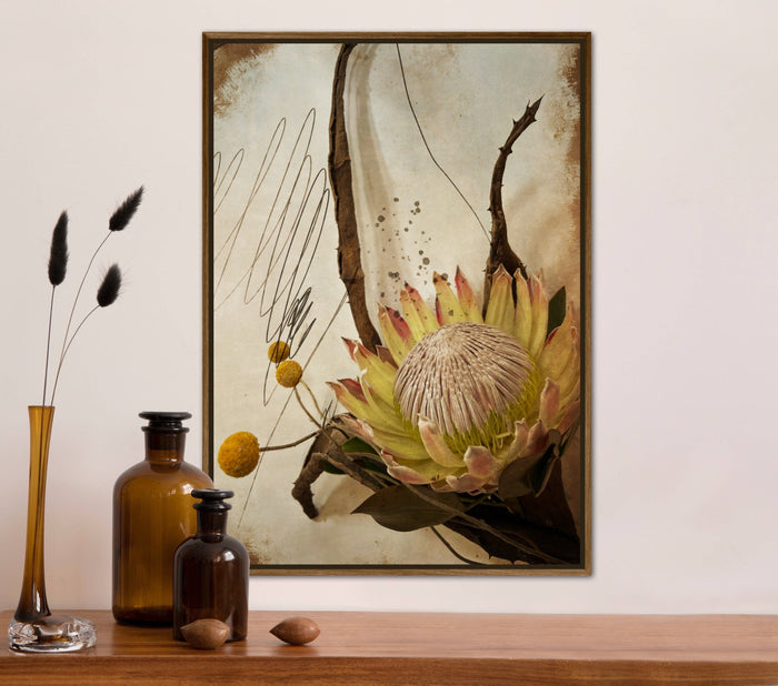 Sepia Protea Wall Art Print