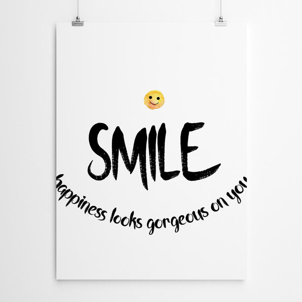 Artworld Wall Art Smile Happiness Typography Art 766