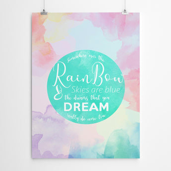 Artworld Wall Art Somewhere Over The Rainbow Nursery Print 768