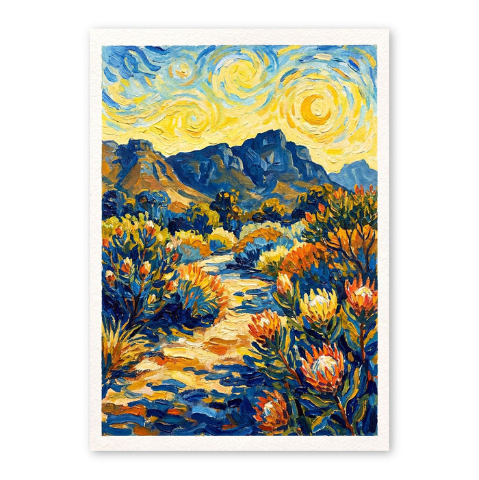 Starry Desert Landscape With Proteas