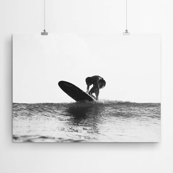 Surfer Wall Art Black and White