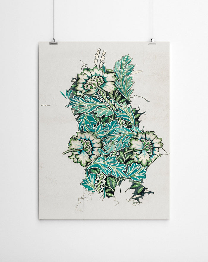 Teal Watercolour Painting - William Morris