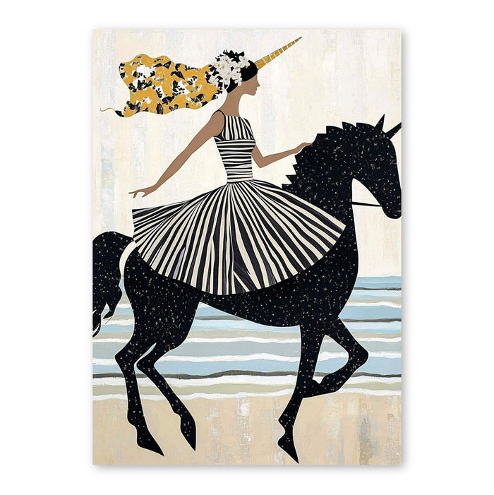 Unicorn Rider On Golden Beach