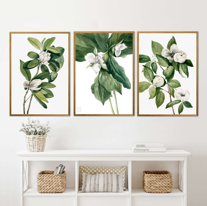 Vintage Flower Paintings Set of 3