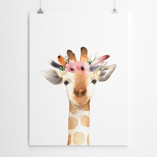 Artworld Wall Art Watercolour Giraffe Nursery Art