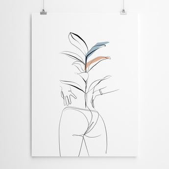 Artworld Wall Art Woman Line Drawing Bathroom Wall Art 020