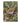 Spotted brown and white wood thrush standing among ferns, oak leaves and green vegetation in an illustrated forest setting